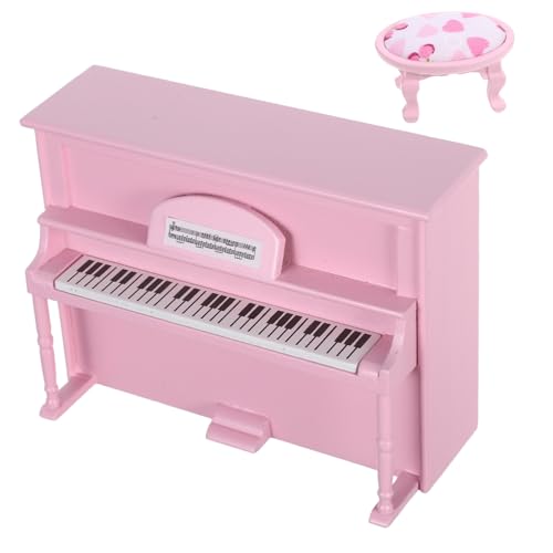 ibasenice Mini-Klavierdekoration Puppenhauszubehör Miniatur-Puppenstubenmöbel Klavier Puppenhaus Klavierminiatur winziges Klavier puppenhaus möbel Dekoration Klavierfigur hölzern Rosa von ibasenice