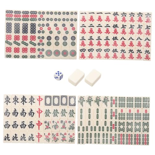 ibasenice Mini Mahjong Set Kleines Lustiges Mahjong Spielset aus Robustem Resin mit Bunten Mustern Tragbar für Reisen Party und Outdoor für Erwachsene und Familie von ibasenice
