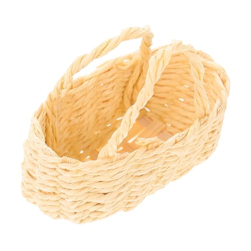 ibasenice Mini-Modell Rattankorb Miniaturmodell Mikroszenenkorb Mini-hausaccessoire Kleiner Aufbewahrungskorb Kleines Modell Mini-hauskorb Korbmodell Aus Rattan Korb-Modell Khaki von ibasenice