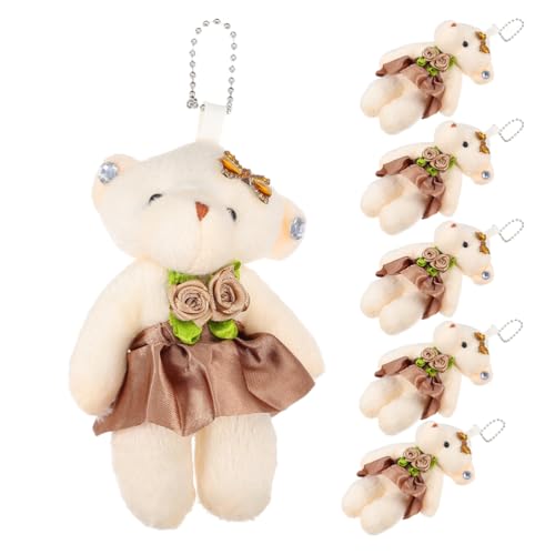 ibasenice Mini-Plüschbär-Puppe 6 Stück Cartoon-Plüschbär DIY Bärenstrauß Schlüsselanhänger Herstellung Von Bärenpuppe (Hellbraun) von ibasenice