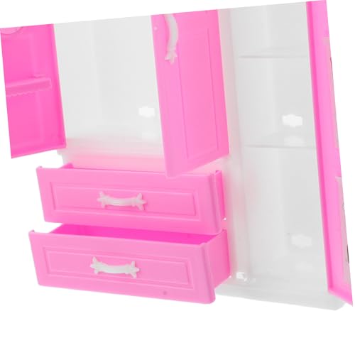 ibasenice Mini Princess Garderobe Unfertige Puppenhausmöbel Miniatur Kleiderschrank Tell Vor Zu Schlafschrank Mini Puppenschrank Plastik Rosa von ibasenice