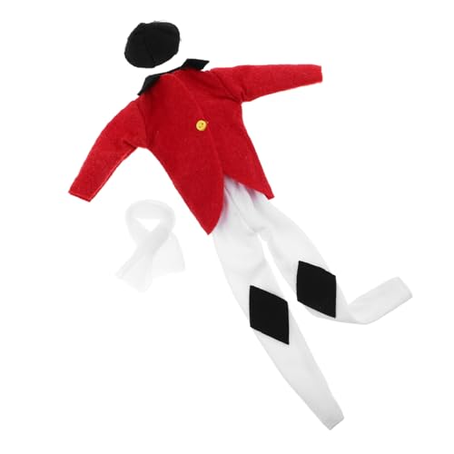 ibasenice Mini Reitoutfit für Puppen Rotes Pferde Reitkostüm mit Hut Schal Jacke und Hose Sammler Puppenkleidung für Festliche Verkleidung und Display von ibasenice