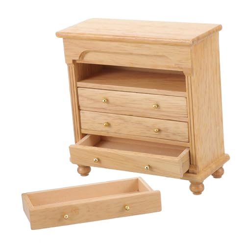 ibasenice Mini-Sideboard in Holzfarbe Bücherregal Miniaturen Anzeige Kommode Figur Miniaturschrank Zubehör Für Puppenhäuser Winziges Hausdekor Miniatur-schrankmodell Süße Mini-Sachen Hölzern von ibasenice