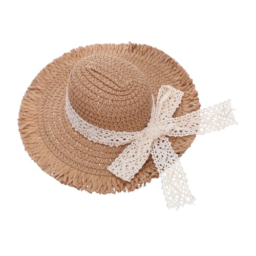 ibasenice Mini Strohhut mit Zarter Spitzenborte Kleiner Handgefertigter Strohhut für Puppen und Haustiere Vielseitiges Accessoire für DIY Bastelprojekte und Partydekoration von ibasenice