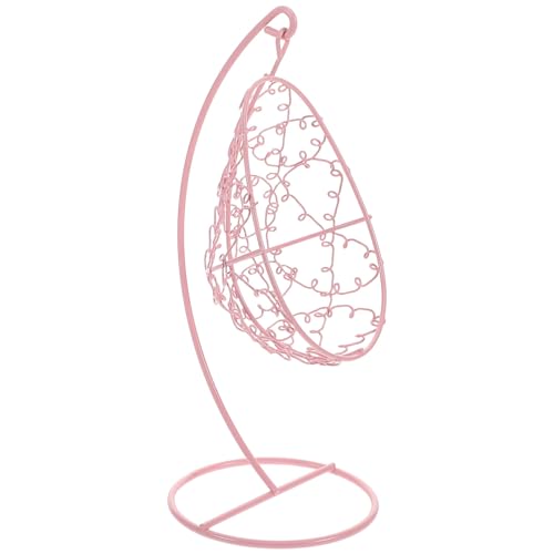ibasenice Mini -hängematten -Ornamente Hängesessel Mini-hausschaukel Patio Hängematte Miniatur-hausschaukel- Minischaukel Hängender Eierstuhl Mit Ständer Ei-schaukelstuhl Eisen Rosa von ibasenice