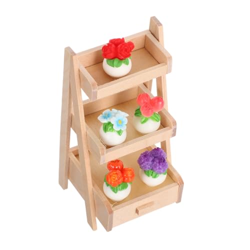 ibasenice Miniatur Blumen Dekoration Miniatur Kunstpflanzen mit Resin Blumentöpfen und Holzständer für Puppenhaus Büro Regal Deko ibasenice Miniatur Blumen Dekoration Miniatur Kunstpflanzen mit Resin Blumentöpfen und Holzständer für Puppenhaus Büro Regal Deko von ibasenice