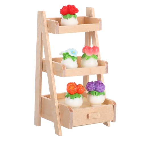 ibasenice Miniatur Blumentopf mit Ständer Mini Bonsai Pflanze Modell Platzsparende Dekoration für Puppenhaus Vielseitig Einsetzbar DIY Kreatives von ibasenice