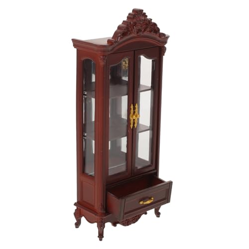 ibasenice Miniatur-Dollhouse Möbel Miniatur Bücherregal Doppel-tür Weinregal Vintage Mini Holzschrank für Puppenhaus Wohnzimmer Micro-Szene Display Zubehör von ibasenice