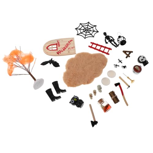 ibasenice Miniatur Halloween Dekorationen mit Spuk Resin Figuren Vielseitig für Puppenhaus Feengarten und Halloween Party Kompakt und Einfach Arrangierbar Gruselige Miniatur-Szenerie von ibasenice