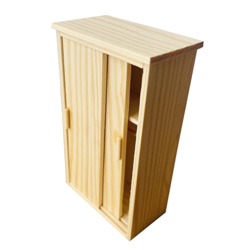 ibasenice Miniatur Holz Kleiderschrank Vintage Puppenschrank Mini Möbel Schrank für Puppenhaus Sammler Kreatives Spiel Dekoration Hellgelb von ibasenice