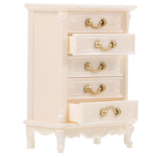 ibasenice Miniatur-Holzschrank für kinderspielzeug Vintage Schrank Minifiguren Puppenhaus deko bücherregal Mini-Weinschrank-Modell Miniaturmöbelmodell Plastik Weiß von ibasenice