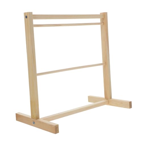 ibasenice Miniatur Kleiderständer aus Holz Doppelstöckiger Puppenkleiderständer Stabiler Holz Kleiderbügel für Puppen Möbel Platzsparend und Einfach Montierbar von ibasenice