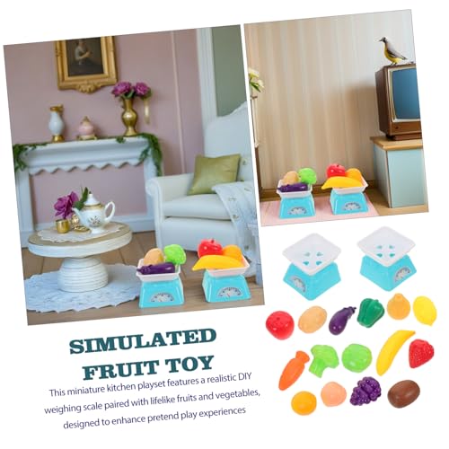 ibasenice Miniatur Küche Spielset mit Realistischem Spielobst und Gemüse Mini Tragbar und Kompakt für Kleinkinder Familien und Kindergarten zur Praktischer Fähigkeiten und Sozialer von ibasenice