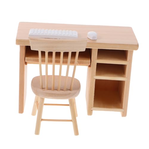 ibasenice Miniatur Möbelset Mini Büro Tisch Stuhl mit Miniatur Tastatur Maus Modell für Puppenhaus Arbeitszimmer Realistische Detailgetreue Möbel Zubehör ibasenice Miniatur Möbelset Mini Büro Tisch Stuhl mit Miniatur Tastatur Maus Modell für Puppenhaus Arbeitszimmer Realistische Detailgetreue Möbel Zubehör von ibasenice