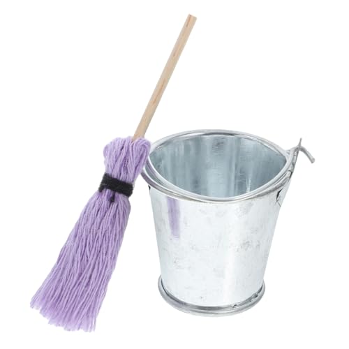 ibasenice Miniatur Mop und Eimer für Puppenhaus Realistisches DIY Zubehör für Kreative Szenen Handgemachtes Miniatur Reinigungsset für Puppenhausmöbel Perfektes für Puppenhausliebhaber von ibasenice