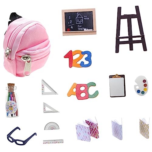 ibasenice Mini-Puppen-schulschreibwarenset 1 Packung Miniatur-Rucksack Spielzeug Für Mädchen Schulbedarf Für Puppenspielset von ibasenice