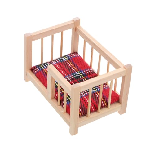 ibasenice Miniatur Puppenhaus Babybett Holzmodell Miniatur Schlafzimmermöbel Kompatibel für Diverse Puppen Funktionales Mini Holzbett für Puppenhaus Zimmerdekoration und Sammler Zubehör von ibasenice