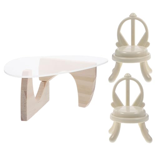 ibasenice Puppenhauseinrichtung Miniatur Puppenhaus Öbelset 1 Set Tisch Und 2 Stühle Realistische Dekoration Für Puppenhaus Ideales Perfekte Größe Für Kreative Spielwelten von ibasenice
