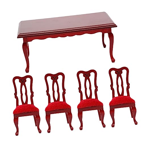 ibasenice Miniatur Retro Esszimmer Tisch Stuhl Set Teilig Maßstab Puppenhaus Möbel Zubehör für Dekoration von ibasenice
