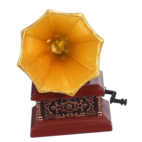 ibasenice Miniatur Retro Phonograph Modell Detailgetreuer Miniatur Plattenspieler Vintage Dollhouse Zubehör für Puppenhaus Dekoration Kleines Schallplattenspieler Stilvolle Retro von ibasenice