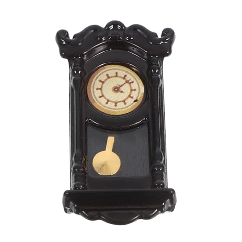 ibasenice Miniatur Vintage Puppenuhr mit Beweglichen Zeigern Retro Simulierte Wandpendeluhr für Puppenhaus Wohnzimmer Detailreiche Miniatur Wanduhr als Dekoration für Miniaturmöbel von ibasenice