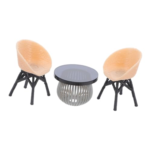 ibasenice Miniatur bistrostuhl Set mit Kleinen Rattanstühlen und Side Table Langlebig und Farbbeständig Leicht und Tragbar für Puppenhaus Balkon Simulation und Kreative Dekoration von ibasenice