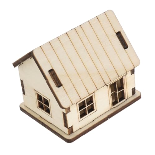 ibasenice Miniaturhaus DIY Puppenhaus Miniaturbaukasten Handgemachtes Holzspielzeug unfertiges Holzhaus Modellhaus-Bausatz kleines Holzhaus hölzern Khaki von ibasenice
