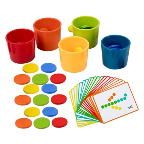 ibasenice Montessori Holz Farbklassifizierungsbecher Lernspielzeug für Jahre Bunte Sortiertassen zur Farb und Formerkennung Fördert Feinmotorik und Kreativität von ibasenice