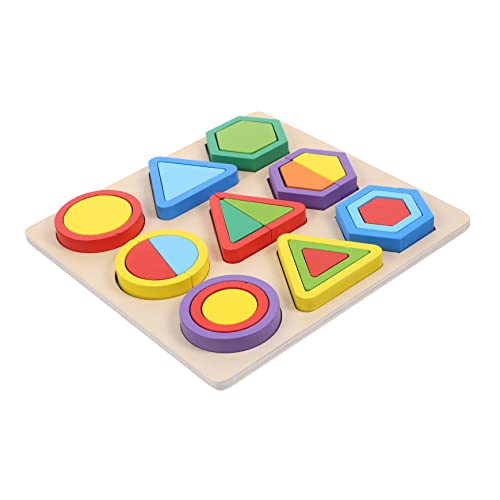 ibasenice Montessori Holzbausteine Lernspielzeug Geometrisches Formpuzzle Pädagogisches Holzspielzeug für Kreativität und Farberkennung von ibasenice