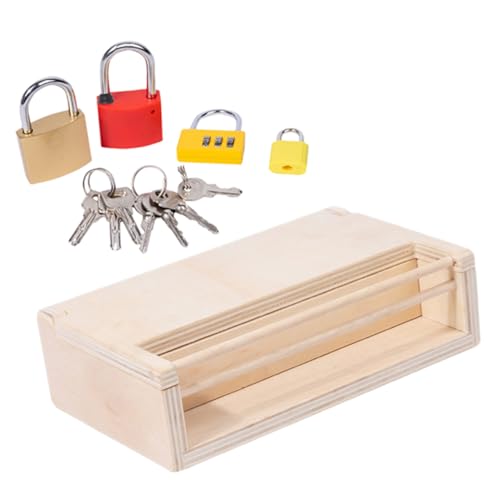 ibasenice Montessori Holzspielzeug Schloss und Schlüssel Sicheres Lernspielzeug für Kleinkinder Jahre Motorisches Training Kreatives Entdecken Pädagogisches für Jungen und Mädchen von ibasenice