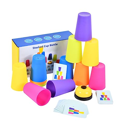ibasenice Montessori Stapelbecher Lernspiel Fördert Feinmotorik Soziale Fähigkeiten und Konzentration Interaktives Spiel für Mädchen Jungen von ibasenice