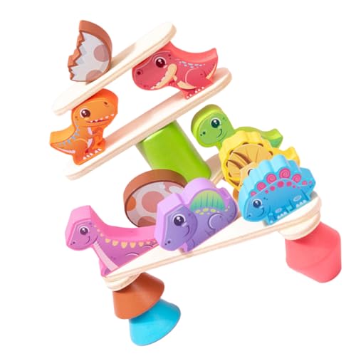 ibasenice Multifunktionales Dinosaurier Holzspielzeug Buntes Balancespiel für Kleinkinder Fördert Hand Auge Koordination und Motorische Fähigkeiten Stabiles Stapelspielzeug für Jungen und von ibasenice
