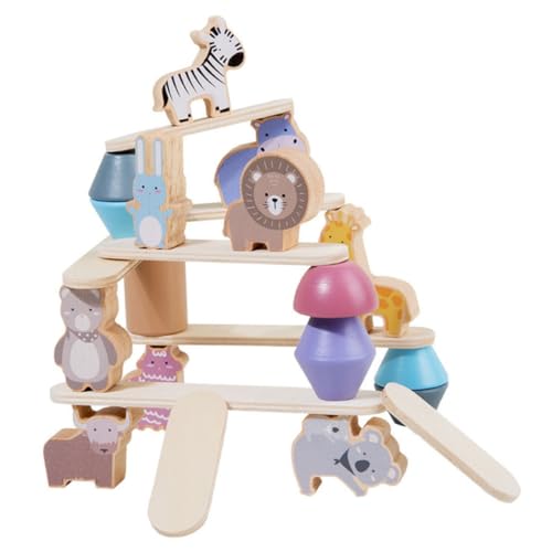 ibasenice Multifunktionales Holzspielzeug Bunte Tier Balance Blöcke Stapelbar Pädagogisch Fördernd für Kreativitätsentwicklung und Hand Auge Koordination von ibasenice