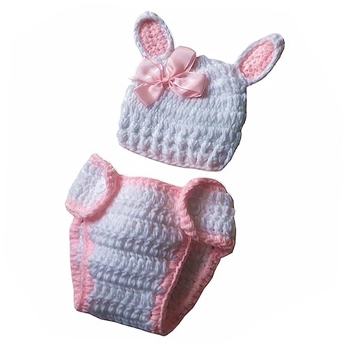 ibasenice Neugeborenen Strickkostüm mit Hasenmotiv Hautfreundlich Weiche Baumwollwolle Fotorequisiten Komfortables Outfit für Fotoshootings zur Babyparty von ibasenice