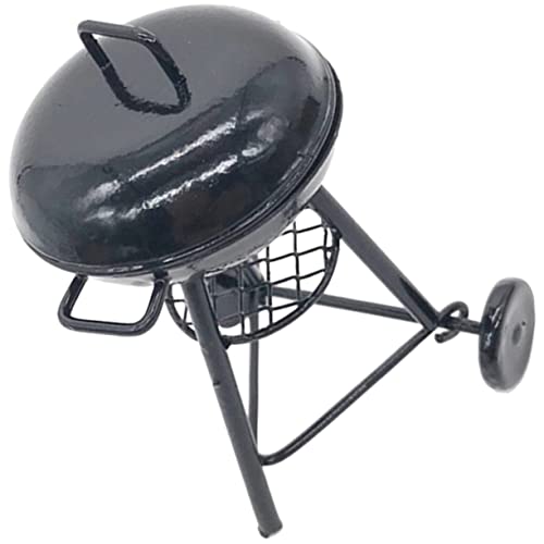 ibasenice Ofenmodell Miniaturküche Mini-Grillwerkzeug aus Eisen Miniaturpuppenhaus Küche Miniküche Puppenhaus Miniaturen Möbel Miniatur-BBQ-Grillmodell Kleiner tragbarer Grill Grillrost von ibasenice