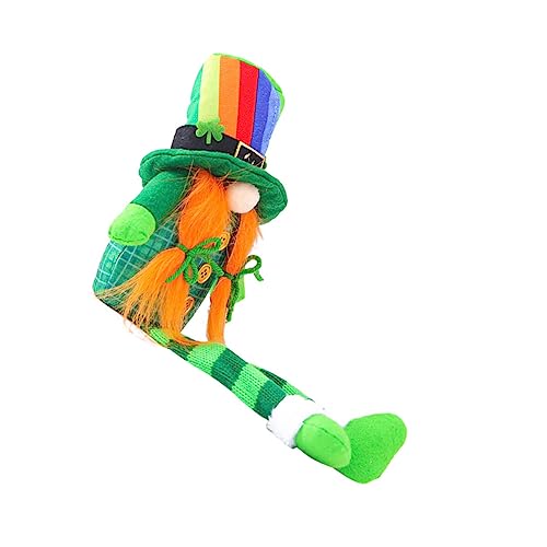ibasenice Patrick's Day Deko Puppe Patricks Clover Gnom mit Grünem Hut Langbeiniges Stofftier Hautfreundlich Schadstofffrei Büro und Partydekoration von ibasenice