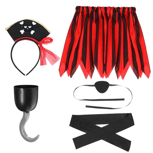 ibasenice Piratenkostüm für Mädchen mit Plastikhaken und Haarband Authentisches Piratendesign Bequem und Kreativ für Halloween Rollenspiele und Familienfeiern Jährige von ibasenice