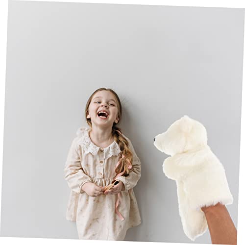 ibasenice Plüsch Eisbär Handpuppe Kuscheltier aus Weichem Plüsch für Storytelling Rollenspiel Eltern Junge Mädchen zur Motorik Kommunikation von ibasenice