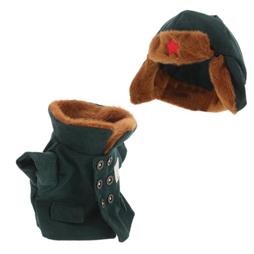 ibasenice Plüschpuppenkleidung Stofftier Outfit Puppenzubehör Outfits Puppenkostüme Puppe Pretend Army Armeekostüm Puppe Puppen Armeekleidung Puppenkleidung Polyester Grün von ibasenice