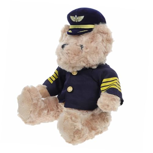 ibasenice Plüschtier Pilotbär Kuschelig Niedlich Kinderzimmerdeko Cartoon Bär Stofftier mit Pilotenmotiv als für Sammler von ibasenice