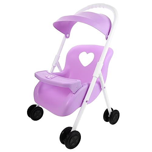 ibasenice Puppe Süßer Kinderwagen Puppenwagenschmuck Puppenhaus-Kinderwagen Simulationspuppenwagen Puppenhausdekorationen Spiel Kinderwagen Puppensachen Plastik Violet von ibasenice