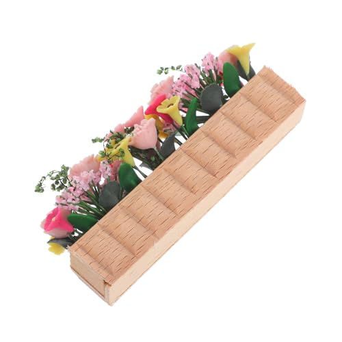 ibasenice Puppenhaus-blumentöpfe-Set Miniatur-blumenkasten Mini-blumenbeete Pflanzen Realistischer Holztopf Für Die Dekoration Kleiner Häuser von ibasenice