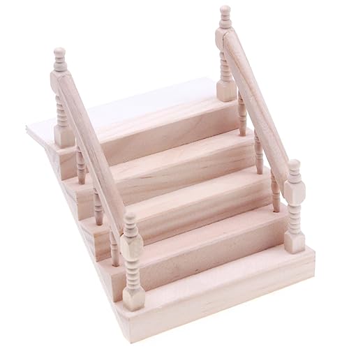 ibasenice Puppenhaus-Bausatz Miniaturpuppenhaus -Kit Zubehör für Miniaturszenen bastelset bastelsets für Kleines Treppenmodell mit Handlauf Puppenhaus-Handlauf-Treppe Holz von ibasenice