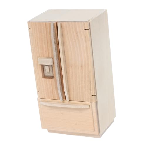 ibasenice Miniatur-kühlschrankmodell Im Holzdesign Miniatur-kühlschrank Unfertig Für Puppenhaus Und Mini-küchensets von ibasenice