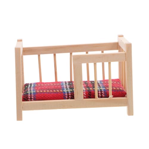 ibasenice Puppenhaus-Modell Puppenhausdekor Puppenhauszimmerzubehör Puppenhausbett DIY -szenenpuppen -heimmöbel Dollhouse Holzgewebebett Mit Matratze Dollhouse Miniatur -holzbett Polyester von ibasenice