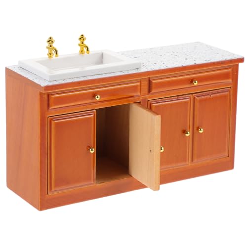 ibasenice Miniatur-holzmöbel Mini-waschbecken Theke Ornament Mini- -Accessoire Puppenhaus Badezimmer-waschbecken- von ibasenice