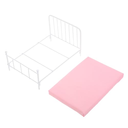 ibasenice Puppenhausmöbel Für Schlafzimmer Weißes Metall Puppenbett Miniaturmöbel Zur Dekoration des Puppenhauses ibasenice Puppenhausmöbel Für Schlafzimmer Weißes Metall Puppenbett Miniaturmöbel Zur Dekoration des Puppenhauses von ibasenice