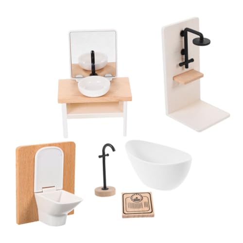 ibasenice Detaillierte Miniatur-Badezimmer-Requisite Für Puppenhaus Im Maßstab 112 6-teiliges Miniatur-Badezimmer-zubehör-Set von ibasenice