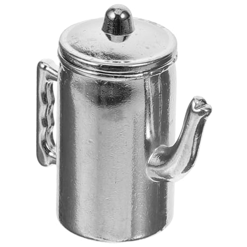 ibasenice Puppenhausmöbel Teekannen Mit Sieb Puppenhaus Kleine Große Stumpf Kaffeemaschine Miniatur Porzellan Mini Küchengerät DIY Metall Silber von ibasenice