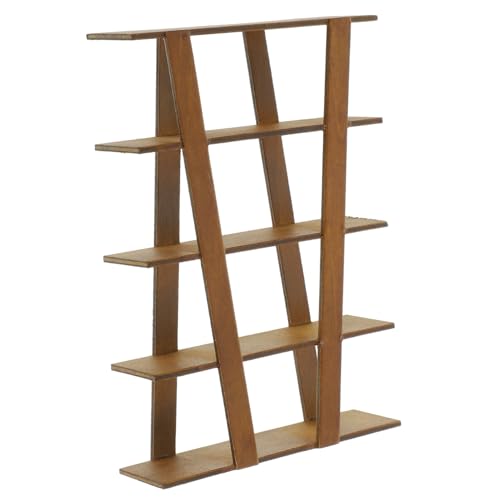 ibasenice Puppenhausregal Bücherregal Mini- kleines Miniatur Wohnkultur Book Shelves bücherstützen holzdeko Book Shelf Buch Halter winzige Möbel aus Holz winzige Verzierung Brown von ibasenice